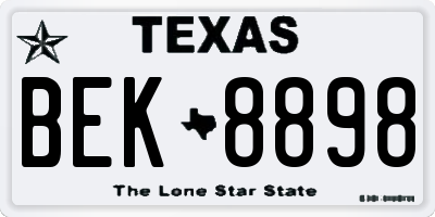 TX license plate BEK8898