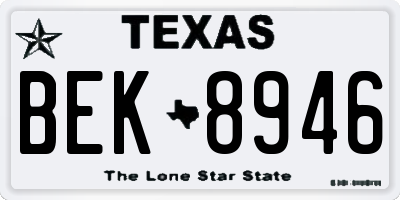 TX license plate BEK8946