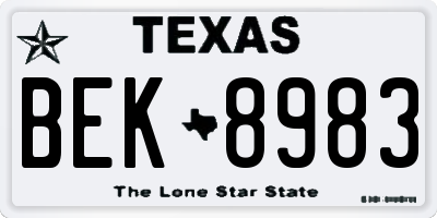 TX license plate BEK8983