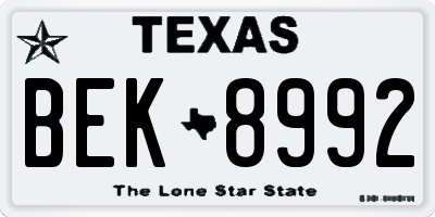 TX license plate BEK8992