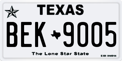TX license plate BEK9005