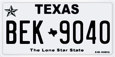 TX license plate BEK9040
