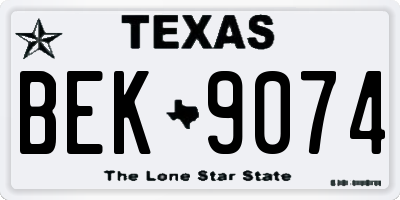 TX license plate BEK9074