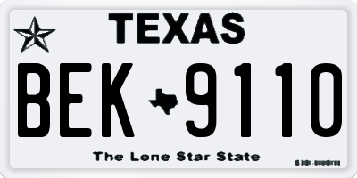TX license plate BEK9110