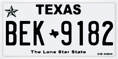 TX license plate BEK9182