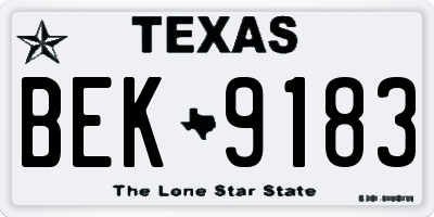 TX license plate BEK9183