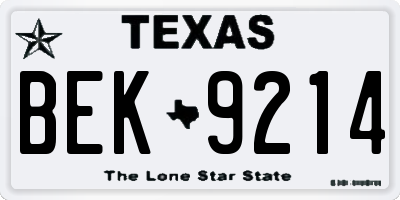 TX license plate BEK9214