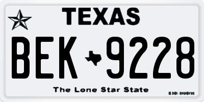 TX license plate BEK9228
