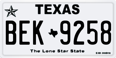 TX license plate BEK9258