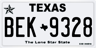 TX license plate BEK9328