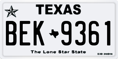 TX license plate BEK9361