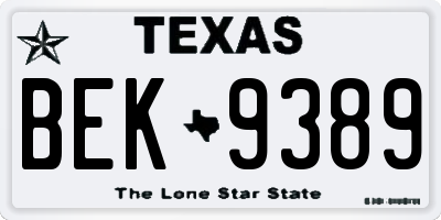 TX license plate BEK9389