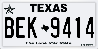 TX license plate BEK9414