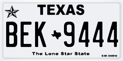 TX license plate BEK9444