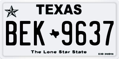 TX license plate BEK9637