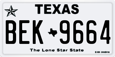 TX license plate BEK9664