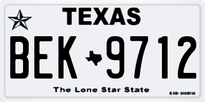 TX license plate BEK9712