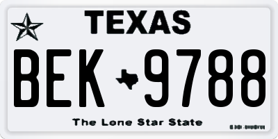 TX license plate BEK9788