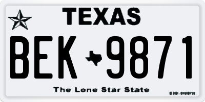 TX license plate BEK9871