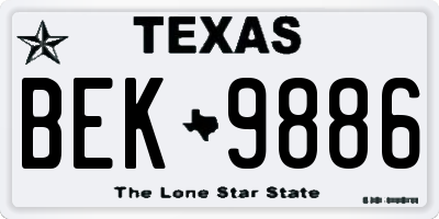 TX license plate BEK9886