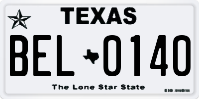 TX license plate BEL0140