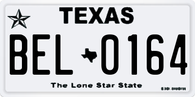 TX license plate BEL0164