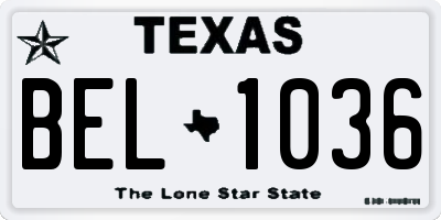 TX license plate BEL1036