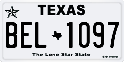 TX license plate BEL1097