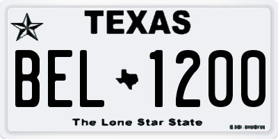 TX license plate BEL1200