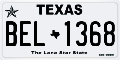 TX license plate BEL1368