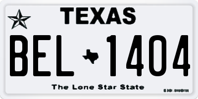 TX license plate BEL1404