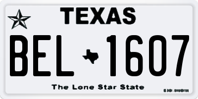 TX license plate BEL1607