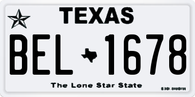 TX license plate BEL1678