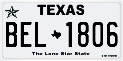 TX license plate BEL1806