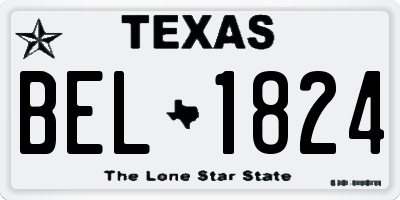 TX license plate BEL1824