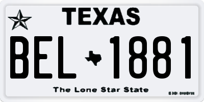 TX license plate BEL1881