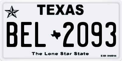 TX license plate BEL2093