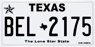 TX license plate BEL2175