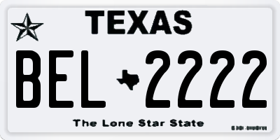 TX license plate BEL2222