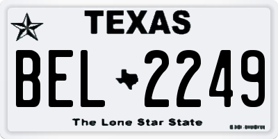 TX license plate BEL2249