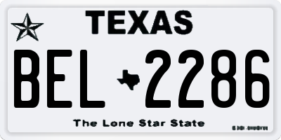 TX license plate BEL2286