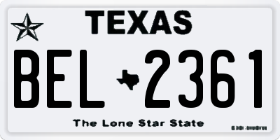 TX license plate BEL2361