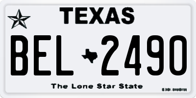 TX license plate BEL2490