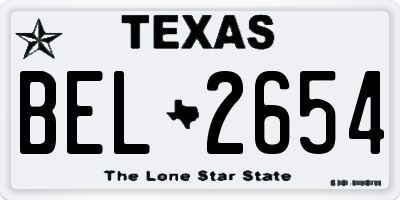 TX license plate BEL2654