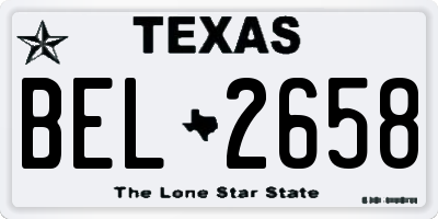 TX license plate BEL2658