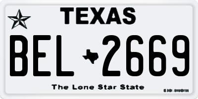 TX license plate BEL2669