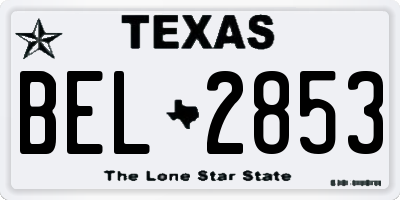 TX license plate BEL2853