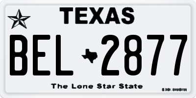 TX license plate BEL2877