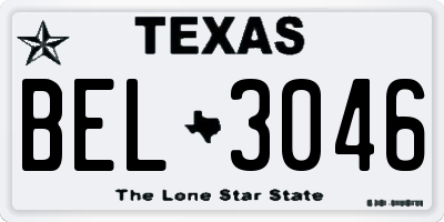 TX license plate BEL3046