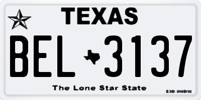 TX license plate BEL3137
